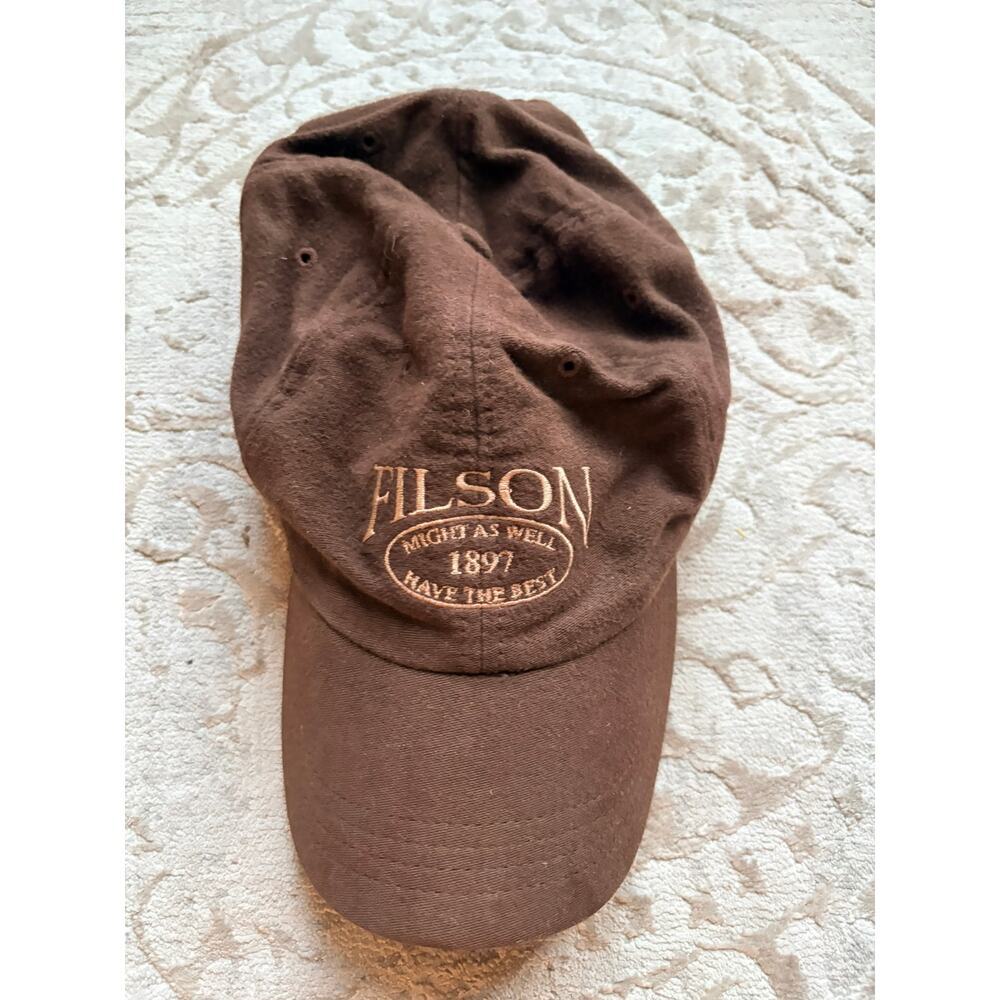 Filson Vintage Wool Hat Dark Brown Adjustable Leather Strap USA Made - Picture 2 of 6